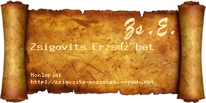 Zsigovits Erzsébet névjegykártya